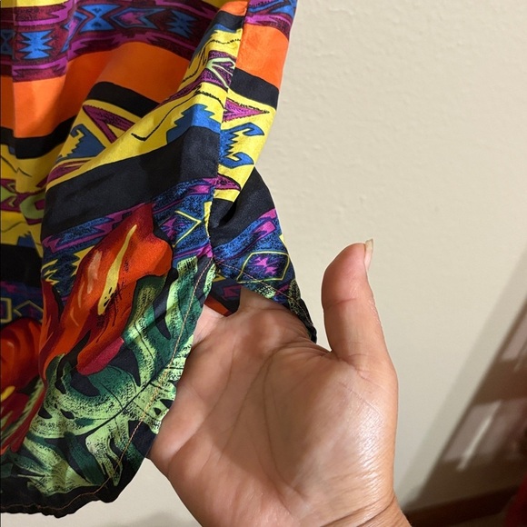 Silk Vibrant Multicolor Button-Up Shirt - Picture 9 of 9